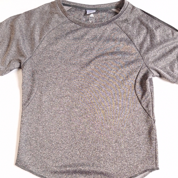 Adidas Climate Sample Heathered Gray Short Sleeve Cold Shoulder Shirt, Medium - Picture 2 of 12